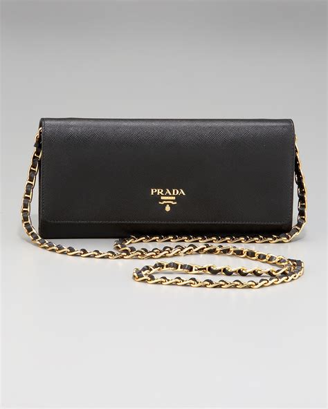 prada saffiano wallet on chain.